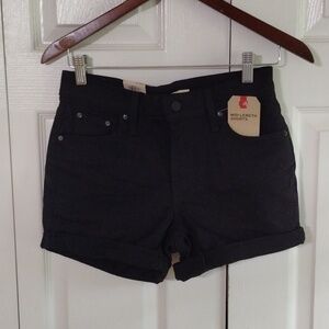 Levi's mid length black shorts Cuffed zip front festival shorts Size 26